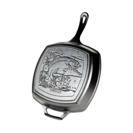 Chảo Nướng Gang Vuông Lodge L8SGPWLFI Wildlife Series 26.7 cm Hình Cá