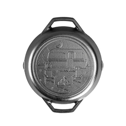 Chảo Gang Lodge Wanderlust L8SKLWND Tròn 26 cm Họa Tiết Cắm Trại