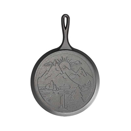 Vỉ Nướng Gang Lodge Wanderlust L90GWND Tròn 27 cm Họa Tiết Núi
