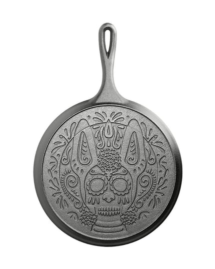 Vỉ Nướng Gang Lodge Day of the Dead L9OGXLL Tròn 27 cm Họa Tiết Xolo Sugar Skull