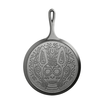 Vỉ Nướng Gang Lodge Day of the Dead L9OGXLL Tròn 27 cm Họa Tiết Xolo Sugar Skull