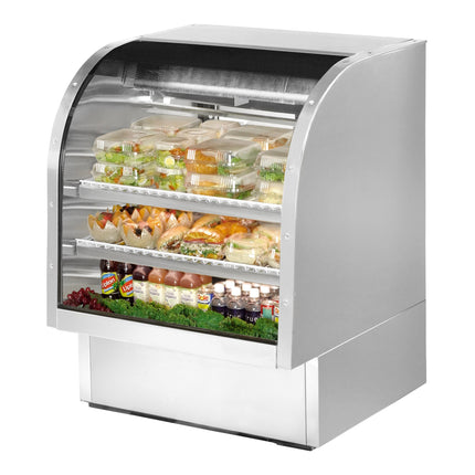Tủ trưng bày deli kính cong làm lạnh thép không gỉ True TCGG-36-S-HC-LD 92 cm