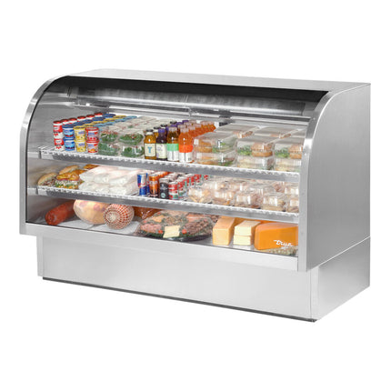 Tủ trưng bày lạnh kính cong thép không gỉ True TCGG-72-S-HC-LD 184 cm