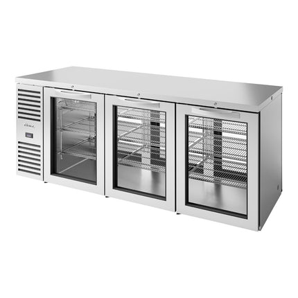 Tủ mát quầy bar True TBR84-PTSZ1-L-S-GGG-GGG-1 213,4 cm inox cửa kính cửa thông sau quầy bar LED chiếu sáng