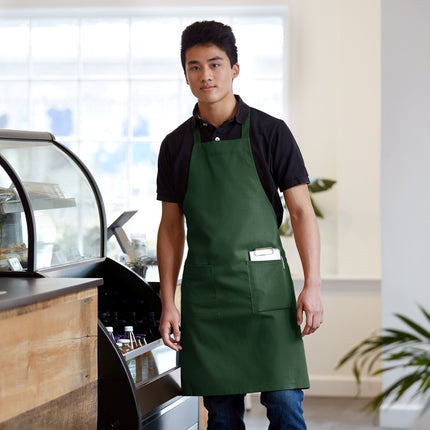 Tạp dề yếm 2 túi pha polyester-cotton màu xanh rêu Choice