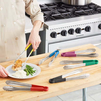 Kẹp gắp Choice 30,5 cm HACCP Color Coated Handles thép không gỉ răng cưa - 6/bộ