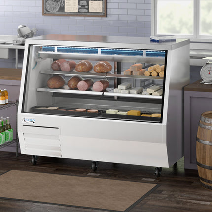 Tủ trưng bày lạnh deli 2 công dụng Avantco DDLC-71-W 180 cm kính vuông màu trắng