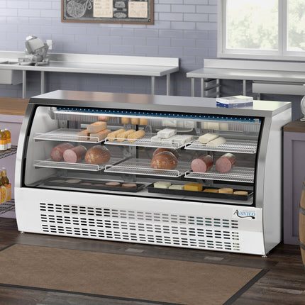 Tủ trưng bày deli lạnh Avantco DLC82-HC-W kính cong màu trắng 208 cm