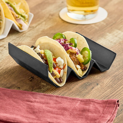 Giá đựng taco melamine 3 khe Elite Global Solutions JW322 Zen 16,5 x 13 cm màu đen zig zag - Thùng 6 cái