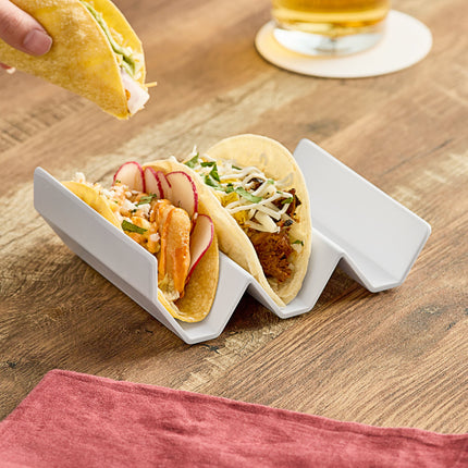 Giá đỡ taco melamine Elite Global Solutions Zen JW322 3 khe màu trắng zig zag 16,5 x 13 x 5,7 cm - Thùng 6 cái