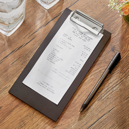 Kẹp thực đơn / bìa hóa đơn Choice màu gỗ sẫm có kẹp 10 x 20 cm
