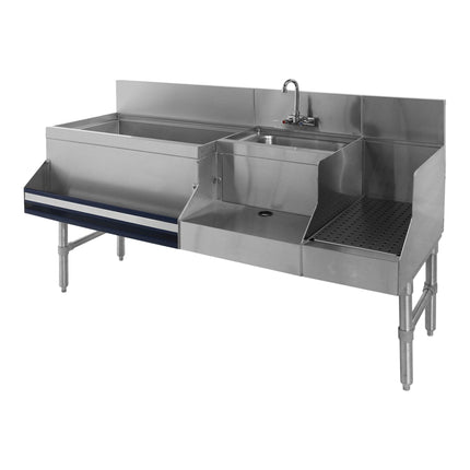 Quầy pha chế nhanh thép không gỉ Advance Tabco PRU-19-48L-10 Prestige tấm làm lạnh 10 mạch - 122 x 64 cm, thùng đá bên t