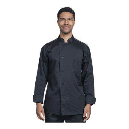 Áo bếp tay dài unisex Uncommon Chef Genoa đen lưng lưới xám bạc, tùy chỉnh 0715HC - 2XL