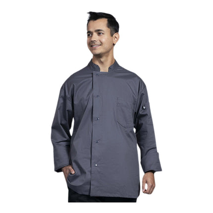 Áo bếp dài tay unisex xám đá tùy chỉnh Uncommon Chef Genoa với lưng lưới xám 0715HC - 2X