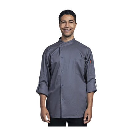 Áo bếp tay dài unisex Uncommon Chef Pisa xám đá lưng lưới, tùy chỉnh 0711 - 2XL