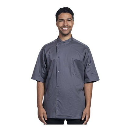 Áo đầu bếp tay ngắn Uncommon Chef Modena unisex xám tùy chỉnh lưng lưới xám 0712HC - 2X