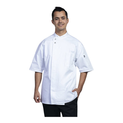 Áo bếp unisex tay ngắn màu trắng lưng lưới Uncommon Chef Bari 0718 - Size 2XL