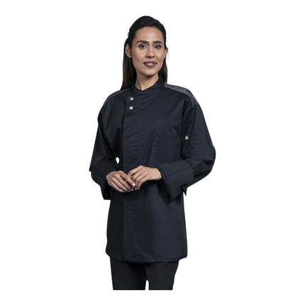 Áo bếp tay dài unisex Uncommon Chef Solta đen in tùy chỉnh lưng lưới xám 0721HC - 2X