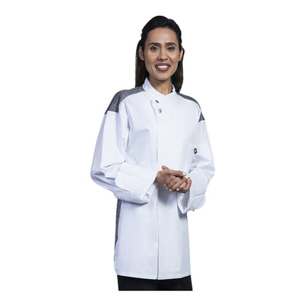 Áo bếp dài tay tùy chỉnh màu trắng lưới lưng đen Uncommon Chef Solta 0721HC - Size 2XL