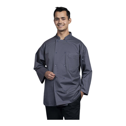 Áo bếp tay lửng unisex Uncommon Chef Treviso màu xám đá tùy chỉnh lưng lưới xám đá 0719 - cỡ 2X