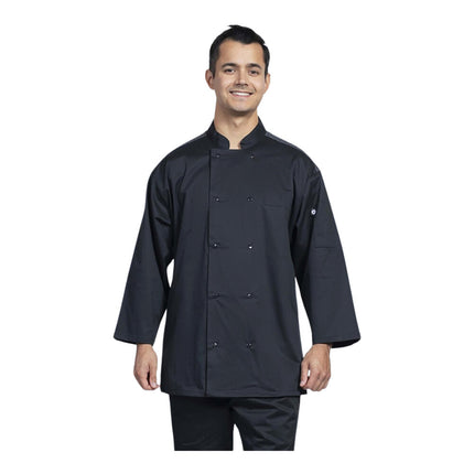 Áo bếp tay lửng unisex Uncommon Chef Split 0719HC màu đen tùy chỉnh lưng lưới xám bạc - cỡ 2X