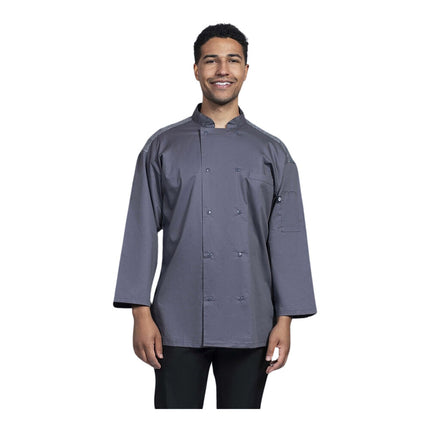 Áo bếp tay lửng unisex Uncommon Chef Split màu xám đá lưng lưới xám tùy chỉnh 0719HC - 2XL