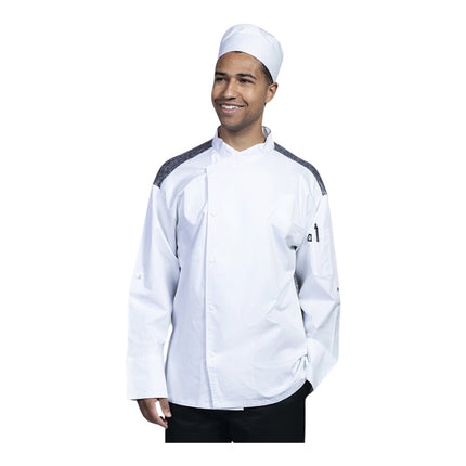 Áo bếp tay dài Uncommon Chef Capri 0708HC unisex màu trắng lưng lưới xám tùy chỉnh - 2XL