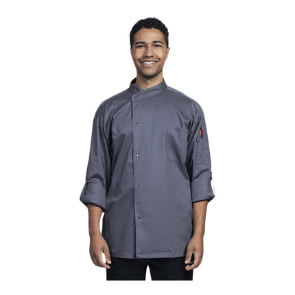 Áo bếp tay dài Uncommon Chef Roma unisex xám đá, lưng lưới xám 0711HC - Size 2XL