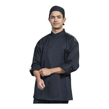 Áo bếp tay dài unisex Uncommon Chef Roma đen in tùy chỉnh lưng lưới xám 0711HC - 2X