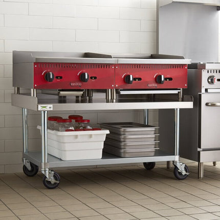 Chân kê thiết bị inox 16-gauge Regency 76 x 122 cm kệ dưới mạ kẽm và bánh xe
