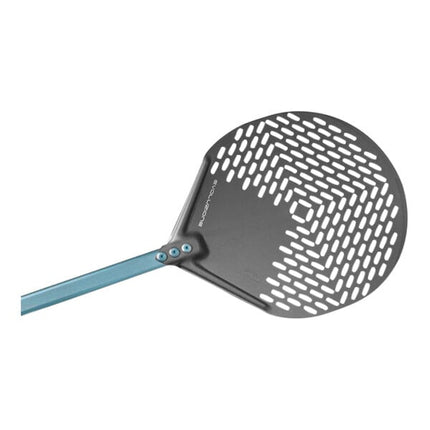 Xẻng xúc pizza nhôm anod tròn đục lỗ GI Metal Evoluzione 33 cm tay cầm 150 cm E-32F