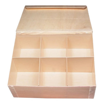 Hộp bánh VerTerra 20,3 cm x 15,2 cm Medium gấp gọn gỗ balsa hộp Vento với 6 Compartments và nắp liền - Thùng 50 cái