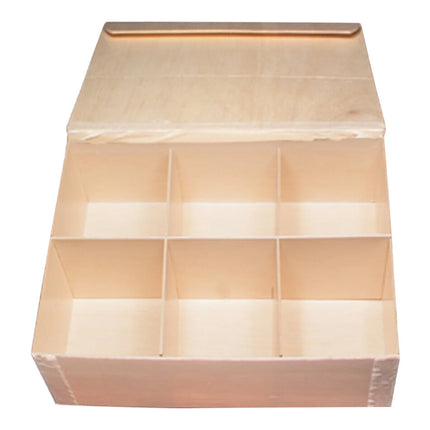 Hộp bánh VerTerra 27,9 cm x 20,3 cm Large Collapsible Balsa gỗ Vento hộp 6 ngăn và Attached nắp - Thùng 50 cái