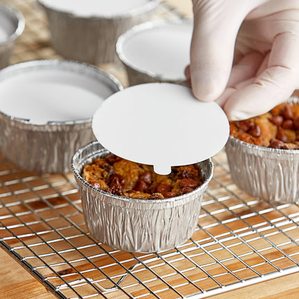 Khay nhôm Baker's Lane 118 ml tròn Foil Ramekin ly Board nắp - Thùng 500 cái