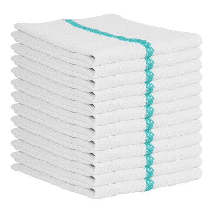 Khăn bar cotton sọc màu xanh lá trắng Hospeco 850 g 48,3 x 40,6 cm - Thùng 60 cái