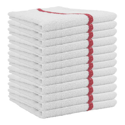 Khăn bar cotton sọc màu đỏ trắng Hospeco 850 g 48,3 x 40,6 cm - Thùng 60 cái