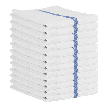 Khăn bar cotton sọc màu xanh dương trắng Hospeco 850 g 48,3 x 40,6 cm - Thùng 60 cái