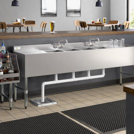 Bồn rửa dưới quầy bar 4 chậu Regency 213 x 48 cm với hai tâm 10 cm và hai máng ráo nước 48 cm