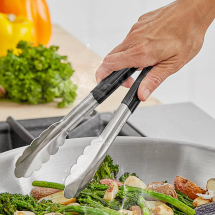 Kẹp gắp thép không gỉ đầu sò tay cầm bọc đen Fourté 24 cm