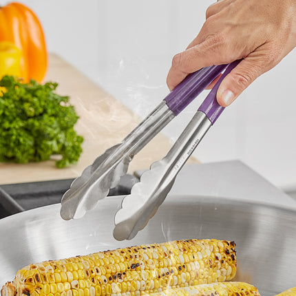 Kẹp gắp Fourté 24,1 cm tím tay cầm bọc inox kẹp gắp viền sò không gây dị ứng