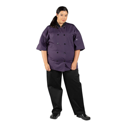 Áo bếp tay ngắn phối lưng lưới tùy chỉnh màu tím cà Uncommon Chef Havana unisex 0494 - 2X