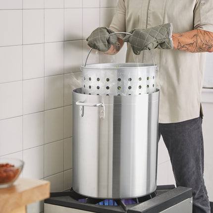 Nồi nấu nước dùng bằng nhôm tiêu chuẩn Choice 60 qt kèm giỏ hấp và nắp