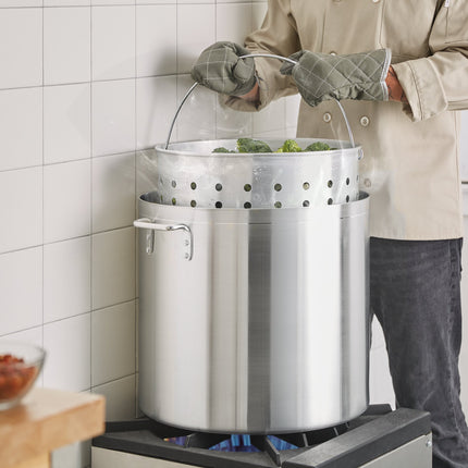 Nồi nấu nước dùng bằng nhôm tiêu chuẩn Choice 80 qt kèm giỏ hấp và nắp