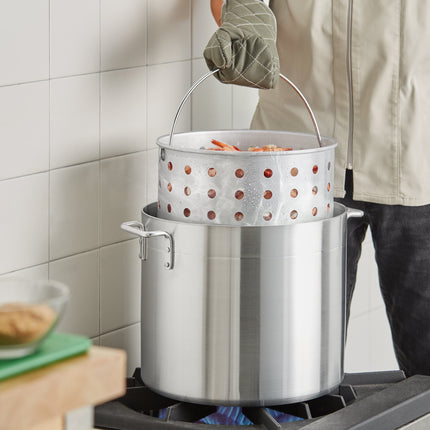 Nồi nấu nước dùng bằng nhôm tiêu chuẩn Choice 32 qt kèm giỏ hấp và nắp