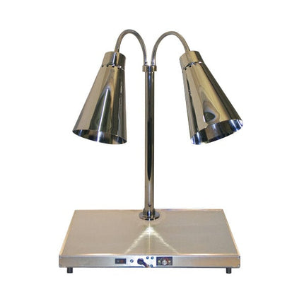 Trạm cắt thịt Hanson Heat Lamps DLM-900 đèn giữ nhiệt kép điều chỉnh mạ crom đế inox hâm nóng - 240V, 500W
