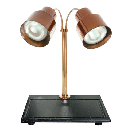 Trạm lọc thịt Hanson đèn sưởi DLM-200-BB-ST-SC-120V Streamline với đồng khói 200-Style hai bóng đèn sưởi và đen đế đá gr