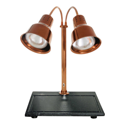 Trạm cắt thịt đèn hồng ngoại đôi đồng khói đế granite đen Hanson Heat Lamps DLM-600-BB-ST-SC Streamline - 120V, 250W