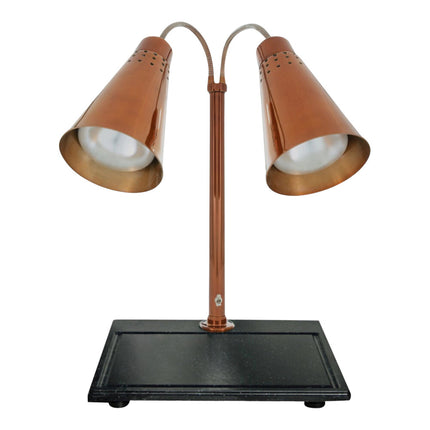 Trạm cắt thịt Hanson Heat Lamps DLM-900-BB-ST-SC Streamline đèn sưởi đôi 900 đồng khói, đế đá granite tổng hợp đen - 120
