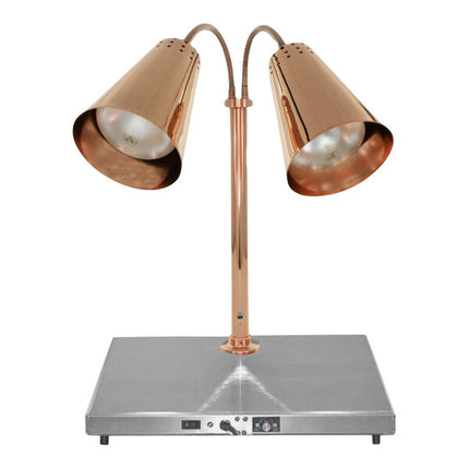 Trạm lọc thịt Hanson Heat Lamps DLM-900 Streamline đèn sưởi đôi bóng đồng 900-Style đế inox có sưởi - 120V, 500W