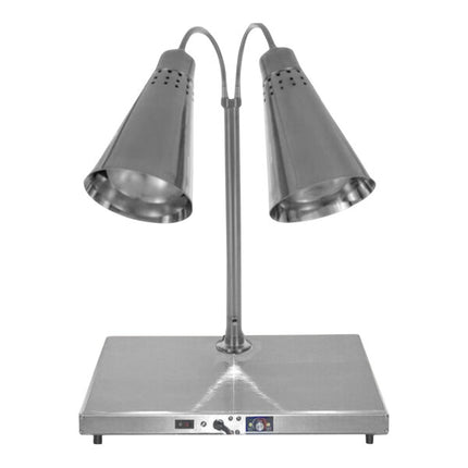 Trạm lọc thịt Hanson Heat Lamps DLM-900 Streamline đèn sưởi đôi inox 900-Style đế có sưởi - 240V, 500W